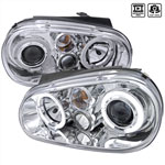 Spec-D Vw Golf Projector Headlights Chrome; 1999-2003