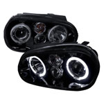 Spec-D Tuning Volkswagen Golf Projector Headlight Gloss Black Housing Smoke Lens; 1999-2003