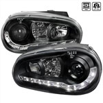 Spec-D Tuning Volkswagen Golf R8 Style Halo Led Projector Black; 1999-2005