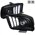 SPEC-D Tuning Ford Mustang Light Bar Projector Headlights - Black Housing Clear Lens