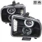 Spec-D Ford Mustang Projector Headlights - Black V8; 2005-2009