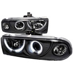 Spec-D Tuning Chevrolet S10 Dual Halo Projector Headlights Black; 1998-2004