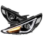 SPEC-D Tuning Hyundai Sonata Clear Lens LED Tube Head Lights With Matte Black Housing