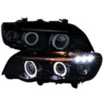 SPEC-D Tuning BMW E53 X5 Halo LED Projector Headlight Smoked Housing; 2001-2003