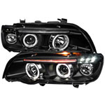 Bmw E53 X5 Halo Led Projector Headlight Black Housing