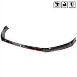 SPEC-D Tuning Volkswagen Golf Front Bumper Lip Glossy Black With Red Trim