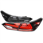 SPEC-D Tuning Toyota Camry LED Tail Lights With Matte Black Housing & Clear Lens - White Light Bar/Sequential Signal/Breathing Light Effect