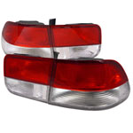 Spec-D Tuning Honda Civic Tail Lights Red Clear Lens Coupe Model; 1996-1996