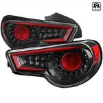 SPEC-D Tuning Scion FR-S Sequential LED Tail Lights - Black Housing - Clear Lens - Red Light Bar; 2012-2016