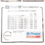 MOPAR PERFORMANCE Valve Lash Adj. Decal