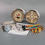 NEW VINTAGE USA Woodward 2 Gauge Kit 5in Speedo/Quad Beige