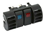 Daystar 87-96 Jeep TJ Upper Air Vent Switch Pod with (2) Rocker Switches Blue and Red; 1987-1996