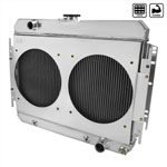 SPEC-D Tuning Chevrolet Impala V8 3 Row Radiator With Fan Shroud; 1963-1968