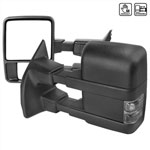 SPEC-D Tuning Ford F250 Super Duty Towing Mirrors Black - Smoke Signal Manual; 2003-2015