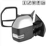 SPEC-D Tuning Ford F250 F350 F450 Chrome Texture Clear Signal Power Heated Mirrors For Super Duty; 2017-2019