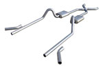 Pypes Tri-Five Chevy 2.5" Crossmember Back w/ X-Pipe System with 18" Race Pros; 1955-1957