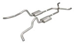 Pypes Chevy Wagon 2.5" Crossmember-back System w/ X-pipe with Race Pro Mufflers; 1955-1957