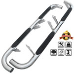 SPEC-D Tuning Hummer H2 3 Inches Round Side Step Bar Chrome; 2003-2010