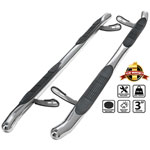 SPEC-D Tuning Toyota Highlander 3 Inch Round Stainless Finish Side Step Bars; 2001-2007