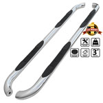 SPEC-D Tuning Nissan Titan 3 Inches Round Side Step Bar Chrome - King Cab; 2004-2013