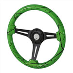 SPEC-D Tuning 350Mm Steering Wheel With Graphic - Black Spoke - Green/Black Splash Of Color