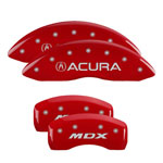 MGP 4 Caliper Covers Engraved Front Acura Engraved Rear MDX Red finish silver ch