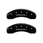 MGP 4 Caliper Covers Engraved Front & Rear Denali Black Finish Silver Char 2017 GMC Canyon; 2015-2020