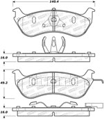 StopTech Street Brake Pads Mercury Grand Marquis Steel Piston, Rear