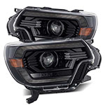 AlphaRex 12-15 Toyota Tacoma PRO-Series Projector Headlights Plank Style Alpha Black w/DRL; 2012-2015