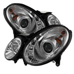 Spyder Mercedes Benz W211 E-Class DRL LED Projector Headlights - Chrome - (PRO-YD-MBW21107-DRL-C)