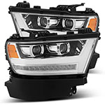 AlphaRex Ram 1500HD PRO-Series Proj Headlight Plnk Styl Chrm w/Activ Light/Seq Signal/Plnk DRL; 2019-2022