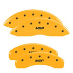 MGP 4 Caliper Covers Engraved Front & Rear MGP Yellow finish black ch; 2016-2017