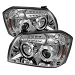 Spyder Dodge Magnum Halo LED ( Replaceable LEDs ) Projector Headlights - Chrome - (PRO-YD-DMAG05-LED-C); 2005-2007