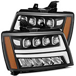 AlphaRex Chevy Avalanche NOVA LED Proj Headlights Plank Style Matte Black w/Activ Light/DRL