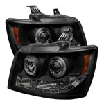 Spyder Chevy Suburban 1500/2500 Projector Headlights - LED Halo - LED Black Smoke - (PRO-YD-CSUB07-HL-BSM)