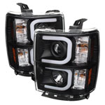 Spyder Chevy Silverado 1500 Projector Headlights - Light Bar DRL - Black - (PRO-YD-CS14-LBDRL-BK)