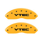 MGP 4 Caliper Covers Engraved Front & Rear Vtech Yellow Finish Black Char 2004 Acura RSX; 2002-2006