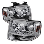 Spyder Ford Expedition Projector Headlights - Light Tube DRL - Chrome - (PRO-YD-FE07-LTDRL-C)