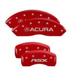 MGP 4 Caliper Covers Engraved Front Acura Engraved Rear RSX Red finish silver ch; 2002-2006