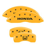 MGP 4 Caliper Covers Engraved Front Honda Engraved Rear H Logo Yellow finish black ch; 2012-2014