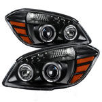 Xtune Chevy Cobalt 05-10 Halo Projector Headlights Black PRO-JH-CCOB05-LED-BK; 2005-2010