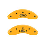 MGP Front set 2 Caliper Covers Engraved Front Oval logo/Ford Yellow finish black ch; 2011-2017