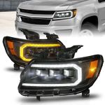 ANZO 15-22 Chevrolet Colorado Full LED Projector Headlights w/ Initiation & Sequential - Black