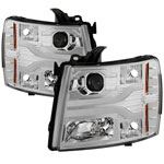 Spyder Chevy Silverado 1500 Version 3 Projector Headlights - LED DRL - Chrome - (PRO-YD-CS07V3-LBDRL-C); 2007-2013