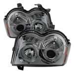 Spyder Jeep Grand Cherokee Halo LED ( Replaceable LEDs ) Projector Headlights - Smoke - (PRO-YD-JGC05-HL-SMC)