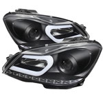 Spyder Mercedes Benz W204 C-Class Projector Headlights - Halogen Model Only ( Not Compatible With Xenon/HID Model ) - DRL - Black - High H1 (Included) - Low H7 (Included)