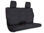 PRP 07-10 Jeep Wrangler JK Rear Seat Covers/2 door - Black with Red Stitching; 2007-2010