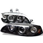 Spyder Honda Civic 2/3DR 1PC Halo Projector Headlights - Black - (PRO-YD-HC921P-23D-AM-BK); 1992-1995