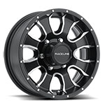 Raceline 860M Mamba 15x6in / 5x127 BP / 0mm Offset / 3.19mm Bore - Black & Machined Wheel