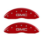 MGP 2 Caliper Covers Engraved Front GMC Red Finish Silver Characters 2008 GMC Canyon; 2004-2005